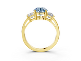 Yellow gold Three-Stone Fancy Blue Round  Cut Solitaire Ring with Prong Setting_6