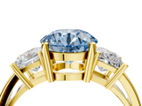Yellow gold Three-Stone Fancy Blue Round  Cut Solitaire Ring with Prong Setting_7