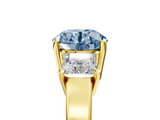 Yellow gold Three-Stone Fancy Blue Round  Cut Solitaire Ring with Prong Setting_8