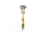 Yellow gold Three-Stone Fancy Blue Round  Diamond Ring with Pear Side Stones in Four-Prong Setting_67