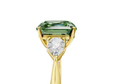 Yellow gold Three-Stone Fancy Green Asscher Cut Brilliant Diamond Solitaire Ring with Tapered Band and Four-Prong Setting_17