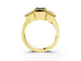 Yellow gold Three Stone Fancy Green Asscher Cut Cut Channel Set Diamond Ring_3