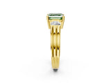 Yellow gold Three-Stone Fancy Green Asscher Cut Cut Classic Band Prong Setting Ring_2
