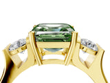 Yellow gold Three-Stone Fancy Green Asscher Cut Cut Classic Band Prong Setting Ring_4