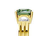 Yellow gold Three-Stone Fancy Green Asscher Cut Cut Classic Band Prong Setting Ring_5