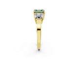 Yellow gold Three-Stone Fancy Green Asscher Cut Cut Diamond Engagement Ring with Flat Band and Four-Prong Setting_14