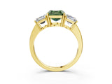 Yellow gold Three-Stone Fancy Green Asscher Cut Cut Diamond Engagement Ring with Flat Band and Four-Prong Setting_15