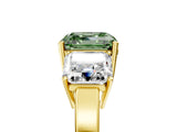 Yellow gold Three-Stone Fancy Green Asscher Cut Cut Diamond Engagement Ring with Flat Band and Four-Prong Setting_17