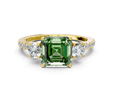 Yellow gold Three-Stone Fancy Green Asscher Cut Cut Diamond Pavé Band with Prong Setting_15