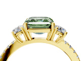 Yellow gold Three-Stone Fancy Green Asscher Cut Cut Diamond Pavé Band with Prong Setting_19