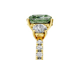 Yellow gold Three-Stone Fancy Green Asscher Cut Cut Diamond Pavé Band with Prong Setting_20