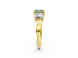 Yellow gold Three-Stone Fancy Green Asscher Cut Cut Diamond Ring with Channel Set Band and Four-Prong Setting_2