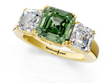 Yellow gold Three-Stone Fancy Green Asscher Cut Cut Diamond Ring with Channel Set Band and Four-Prong Setting_25