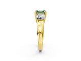 Yellow gold Three-Stone Fancy Green Asscher Cut Cut Diamond Ring with Channel Set Band and Four-Prong Setting_26