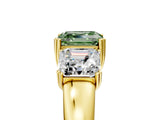 Yellow gold Three-Stone Fancy Green Asscher Cut Cut Diamond Ring with Channel Set Band and Four-Prong Setting_29