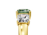 Yellow gold Three-Stone Fancy Green Asscher Cut Cut Diamond Ring with Channel Set Band and Four-Prong Setting_5