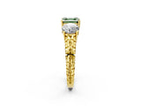 Yellow gold Three-Stone Fancy Green Asscher Cut Cut Diamond Ring with Channel-Set Band and Prong Setting_14