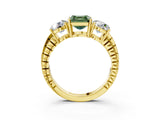 Yellow gold Three-Stone Fancy Green Asscher Cut Cut Diamond Ring with Channel-Set Band and Prong Setting_15
