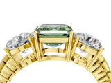 Yellow gold Three-Stone Fancy Green Asscher Cut Cut Diamond Ring with Channel-Set Band and Prong Setting_16