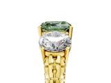 Yellow gold Three-Stone Fancy Green Asscher Cut Cut Diamond Ring with Channel-Set Band and Prong Setting_17