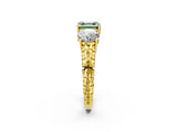 Yellow gold Three-Stone Fancy Green Asscher Cut Cut Diamond Ring with Channel-Set Band and Prong Setting_2