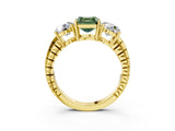 Yellow gold Three-Stone Fancy Green Asscher Cut Cut Diamond Ring with Channel-Set Band and Prong Setting_3