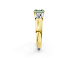 Yellow gold Three-Stone Fancy Green Asscher Cut Cut Diamond Ring with Prong Setting and Classic Band_2