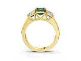 Yellow gold Three-Stone Fancy Green Asscher Cut Cut Diamond Ring with Prong Setting and Classic Band_3