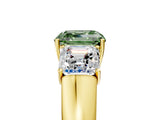 Yellow gold Three-Stone Fancy Green Asscher Cut Cut Diamond Ring with Prong Setting and Classic Band_5