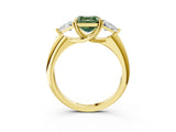 Yellow gold Three-Stone Fancy Green Asscher Cut Cut Diamond Ring with Trillion Side Stones and Four-Prong Setting_6