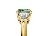 Yellow gold Three-Stone Fancy Green Asscher Cut Cut Diamond Ring with Trillion Side Stones and Four-Prong Setting_8