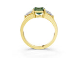Yellow gold Three-Stone Fancy Green Asscher Cut Cut Diamond Ring with Trillion Side Stones on a Split Shank Band_3