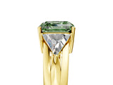 Yellow gold Three-Stone Fancy Green Asscher Cut Cut Diamond Ring with Trillion Side Stones on a Split Shank Band_5