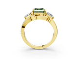 Yellow gold Three-Stone Fancy Green Asscher Cut Cut Diamond Split Shank Prong Set Ring_15