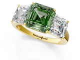Yellow gold Three-Stone Fancy Green Asscher Cut Cut Solitaire Ring with Classic Prong Setting_1
