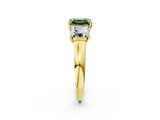 Yellow gold Three-Stone Fancy Green Asscher Cut Cut Solitaire Ring with Classic Prong Setting_2