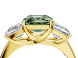 Yellow gold Three-Stone Fancy Green Asscher Cut Cut Solitaire Ring with Classic Prong Setting_4