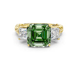 Yellow gold Three-Stone Fancy Green Asscher Cut Diamond Braided Band Ring with Four-Prong Setting_50