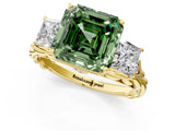 Yellow gold Three-Stone Fancy Green Asscher Cut Diamond Braided Band Ring with Four-Prong Setting_51