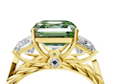 Yellow gold Three-Stone Fancy Green Asscher Cut Diamond Braided Band Ring with Four-Prong Setting_54
