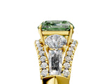 Yellow gold Three-Stone Fancy Green Asscher Cut Diamond Engagement Ring with Pave Band and Prong Setting_17