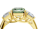 Yellow gold Three-Stone Fancy Green Asscher Cut Diamond Engagement Ring with Prong Setting_7