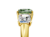 Yellow gold Three-Stone Fancy Green Asscher Cut Diamond Engagement Ring with Prong Setting_8