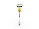 Yellow gold Three-Stone Fancy Green Asscher  Cut Diamond Pavé Band with Four-Prong Setting_2