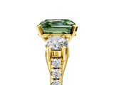 Yellow gold Three-Stone Fancy Green Asscher  Cut Diamond Pavé Band with Four-Prong Setting_5