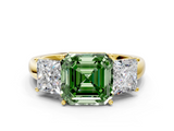 Yellow gold Three-Stone Fancy Green Asscher  Cut Diamond Ring with Channel-Set Band and Four-Prong Setting_17
