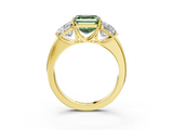 Yellow gold Three-Stone Fancy Green Asscher  Cut Diamond Ring with Channel-Set Band and Four-Prong Setting_20