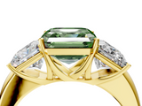 Yellow gold Three-Stone Fancy Green Asscher  Cut Diamond Ring with Channel-Set Band and Four-Prong Setting_21