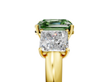 Yellow gold Three-Stone Fancy Green Asscher  Cut Diamond Ring with Channel-Set Band and Four-Prong Setting_22