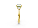Yellow gold Three-Stone Fancy Green Asscher  Cut Diamond Ring with Pear Side Stones in Four-Prong Setting_2